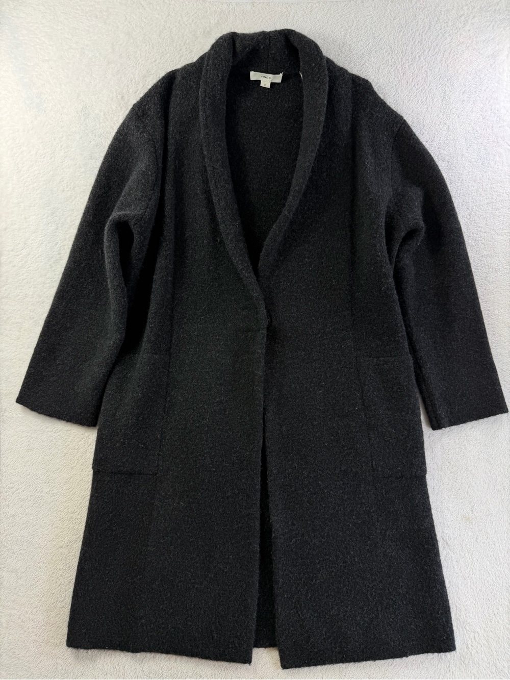 Vince Collar Cardigan Coat Merino Wool Alpaca Black S Relaxed Oversized Charcoal